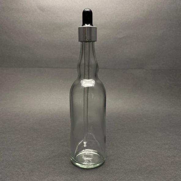 100 Ml Boğumlu Model Cam Damlalıklı Şİşe , Gümüş Metal Kapaklı , 100 Cc Cam Damlalıklı Boğumlu Şişe x 6 Adet - Resim 2