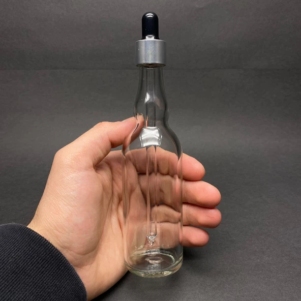 100 Ml Boğumlu Model Cam Damlalıklı Şİşe , Gümüş Metal Kapaklı , 100 Cc Cam Damlalıklı Boğumlu Şişe x 6 Adet ürün görseli