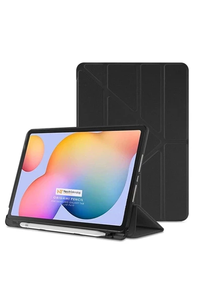 Samsung Tab A8 10.5 Sm-X200 2021 Uyku Modlu Kalem Bölmeli Arkası Yumuşak Pu Deri Akıllı Kılıf