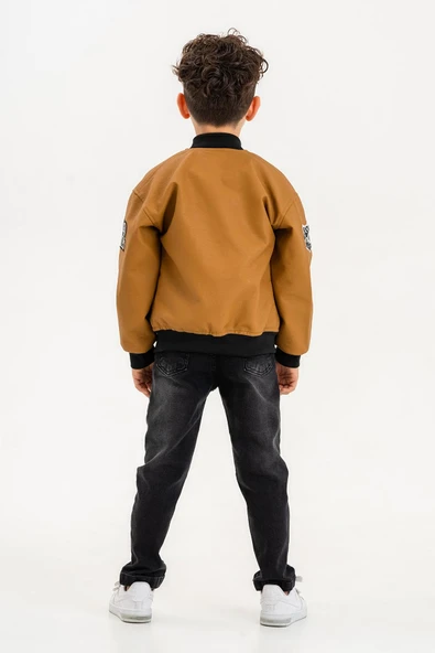 Çıtçıtlı Ribanalı Rock Nakışlı Erkek Çocuk Deri Ceket - 8