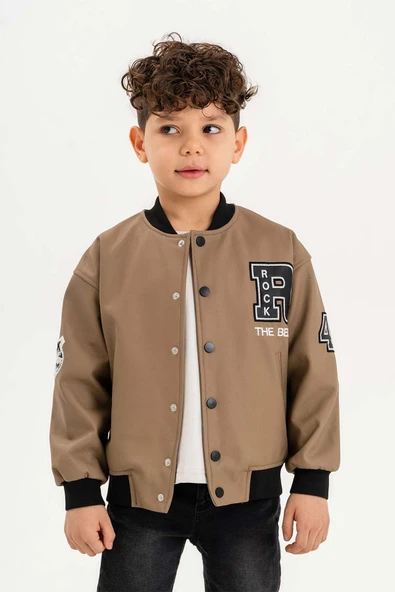 Çıtçıtlı Ribanalı Rock Nakışlı Erkek Çocuk Deri Ceket - Resim 2