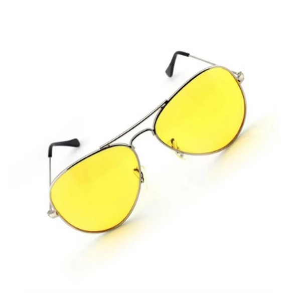 ANTİ FAR GECE GÖRÜŞ VE GÜNEŞ GÖZLÜĞÜ DAMLA MODEL GÖZLÜK SARI ÇERÇEVELİ - 2