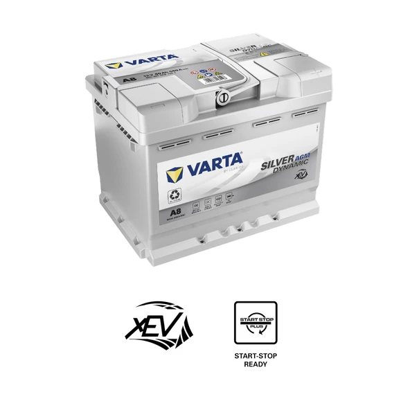 Varta D52 12V 60 Ah 680A AGM Start-Stop Silver Dynamic Akü (Üretim Yılı: 2024)