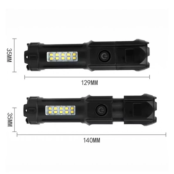 Powermaster 109-B Zoomlu Flash Özellikli SMD Ve Power LED’Li Şarjlı Plastik Kasa El Feneri (Powerbank Özellikli) - 5