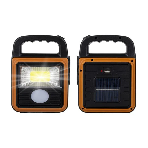 Powermaster HS-8020C COB LED Solar 4 Kademeli Şarjlı El Işıldak Feneri - USB Çıkışlı Powerbank - 5