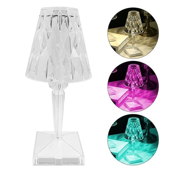 Powermaster HA-1638 Dekoratif RGB LED'li Ambiyans Masa Gece Lambası Şarjlı Dokunmatik Tuşlu - 4