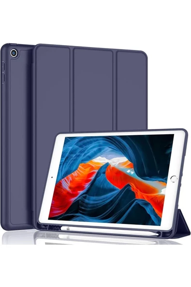 Ipad Pro 10.5 Uyumlu Kılıf Silikon Kalem Bölmeli Smart Case A1701 A1709 A1852 Lacivert