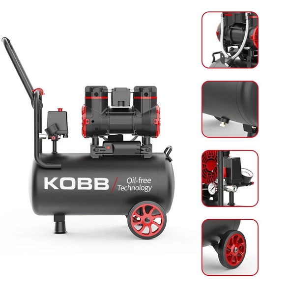 KOBB KBK25S 1.7HP 25Lt 8Bar Yağsız Sessiz Taşınabilir Hava Kompresörü - 6
