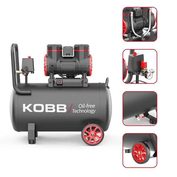 Kobb Kbk50s 2.0Hp 50Lt 8Bar Yağsız Sessiz Taşınabilir Hava Kompresörü - 6