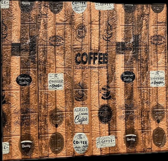 Kendinden Yapışkanlı Kahve Köşesi Mutfak Salon Kafe Duvar Kağıdı Paneli 70x70cm 1 Adet NW171