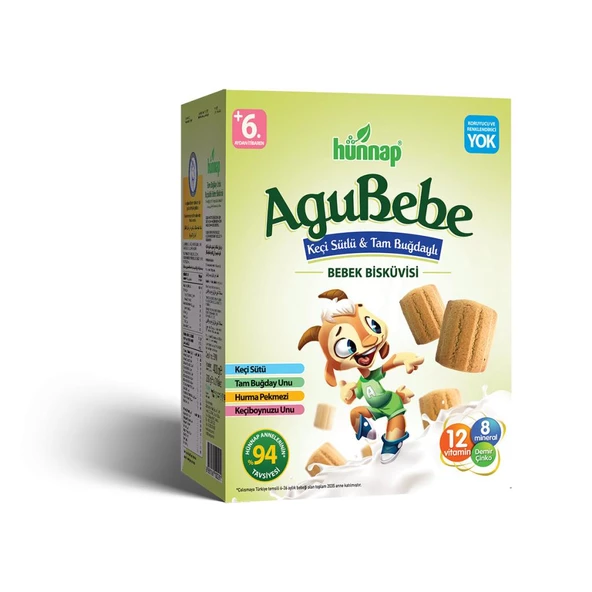 Hünnap Agu Bebe Tam Buğday Unlu Keçi Sütlü Bebek Bisküvisi 400 GR