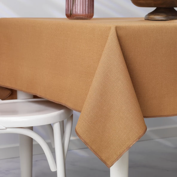 Schafer Home Bianca Keten Polyester Masa Örtüsü 160x250 Cm 1 Parça-Kahverengi - Resim 2