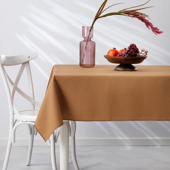 Schafer Home Bianca Keten Polyester Masa Örtüsü 160x250 Cm 1 Parça-Kahverengi ürün görseli