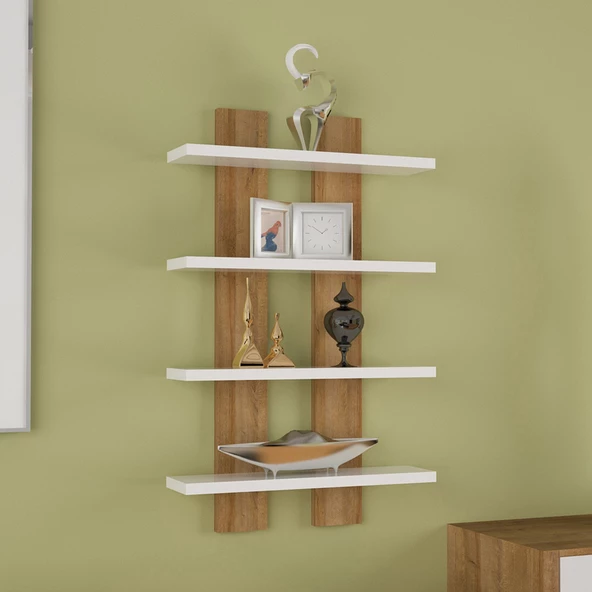 Modilayn NERGİS 4 Lü Duvar Rafı, Moderen Ahşap, baharatlık, çerçeve, Kitaplık - 2
