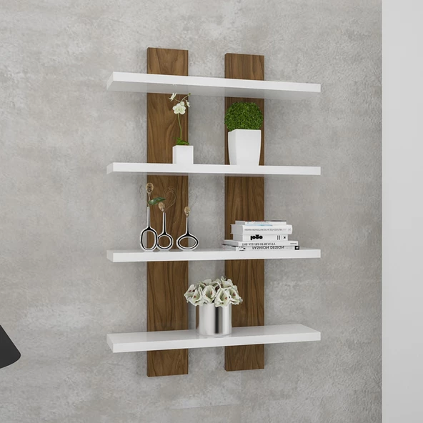 Modilayn NERGİS 4 Lü Duvar Rafı, Moderen Ahşap, baharatlık, çerçeve, Kitaplık - 2