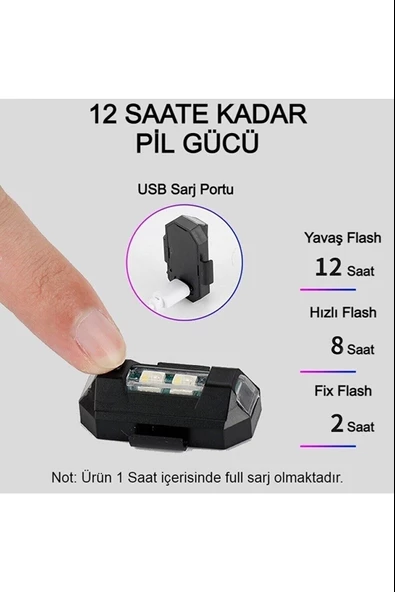 4 Adet Şarjlı Mini Led Işık/motor Çakar Led/drone Işığı/anti Çarpışma Uyarı Işığı - 6