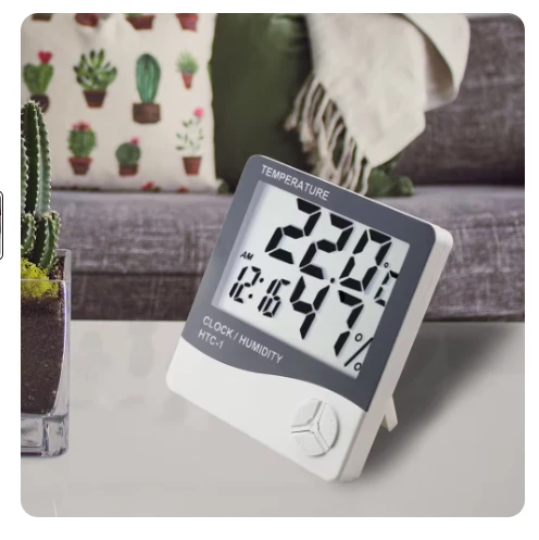 qasul Dijital Termometre Isı Nem Ölçer Oda Sıcaklık Alarmlı Masa Saati - 4