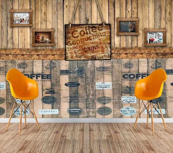 Renkli Duvarlar Kendinden Yapışkanlı Açık Kahve Köşesi Mutfak Salon Kafe Duvar Kağıdı Paneli 70x70cm 1 Adet NW172 - 2