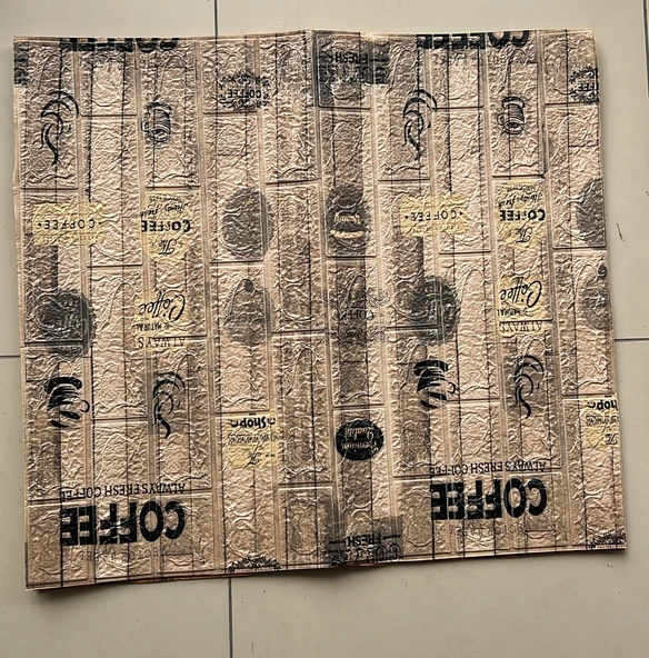 Renkli Duvarlar Kendinden Yapışkanlı Açık Kahve Köşesi Mutfak Salon Kafe Duvar Kağıdı Paneli 70x70cm 1 Adet NW172 - 3