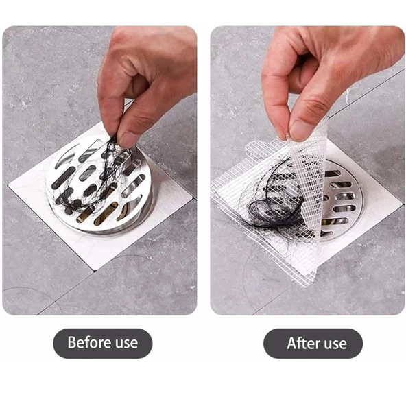 10 Adet Yapışkanlı Banyo Gider Süzgeci Saç Yakalayıcı Süzgeç Banyo Duş Gider Tıkanık Önleyicİ - 6
