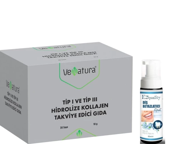 VeNatura Tip I ve Tip III Hidrolize Kollajen 30 Saşe  - Diş Beyazlatıcı Köpük Hediye - 1