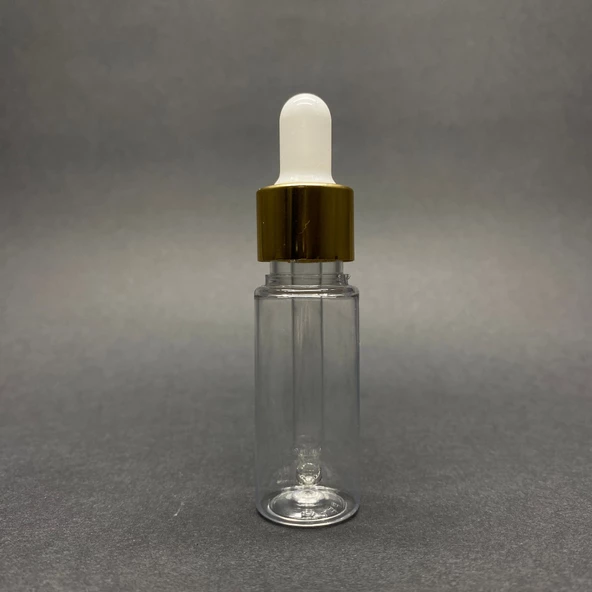 15 Ml Plastik Şeffaf Şişe Cam Damlalıklı  , Gold Metal Kapaklı , 15 Cc Cam Damlalıklı PE Şişe x 10 Adet - 2