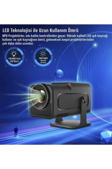 Torima  HY320 Siyah Taşınabilir Sinema Projektörü 4K 1080P Ev Sineması Bluetooth Android Akıllı Projeksiyon Wifi - 4