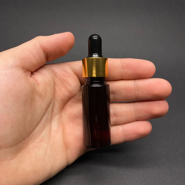 15 Ml Plastik Amber Şişe Cam Damlalıklı  , Gold Metal Kapaklı , 15 Cc Cam Damlalıklı PE Şişe x 10 Adet