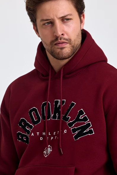 Erkek Yumusaçık Kumaşlı Kapüşonlu Kordonlu Regular Fit Baskılı Sweatshirt - 10