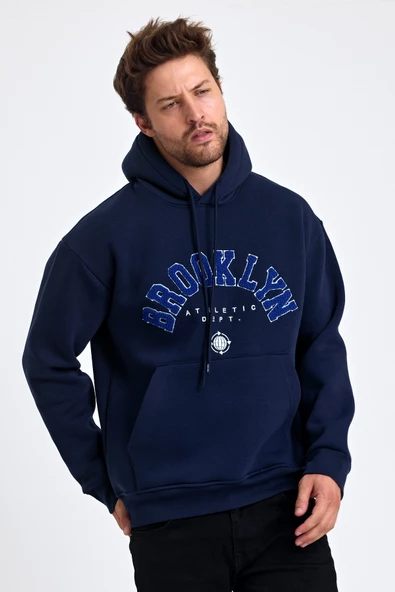 Erkek Yumusaçık Kumaşlı Kapüşonlu Kordonlu Regular Fit Baskılı Sweatshirt - 2