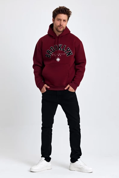 Erkek Yumusaçık Kumaşlı Kapüşonlu Kordonlu Regular Fit Baskılı Sweatshirt - 6