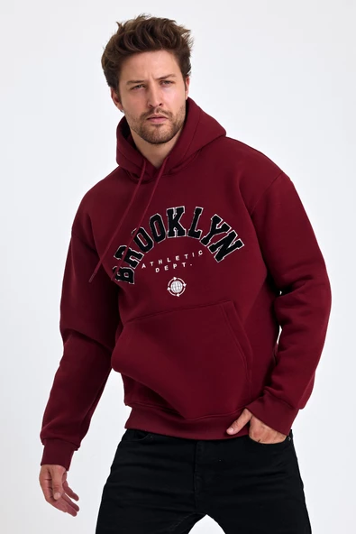 Erkek Yumusaçık Kumaşlı Kapüşonlu Kordonlu Regular Fit Baskılı Sweatshirt - 8