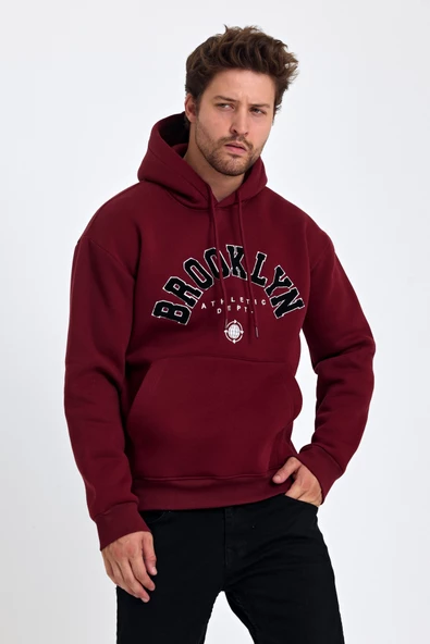 Erkek Yumusaçık Kumaşlı Kapüşonlu Kordonlu Regular Fit Baskılı Sweatshirt - 7