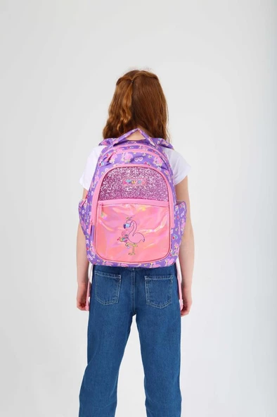 Kaukko Kids Sırt Çantası Aynalı Taşlı Flamingo L5137 - 2
