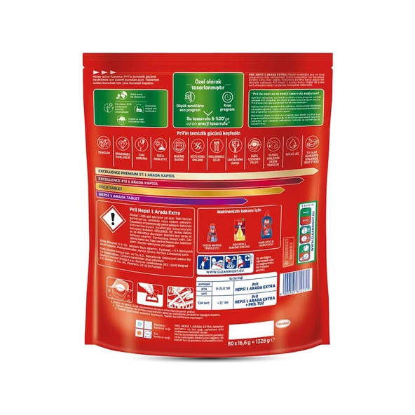 Pril Hepsi 1 Arada Extra Bulaşık Makinesi Deterjanı 80 Tablet - 2