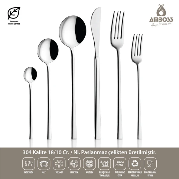 Amboss Ruby 72 Parça Çatal Kaşık Bıçak Seti - 2