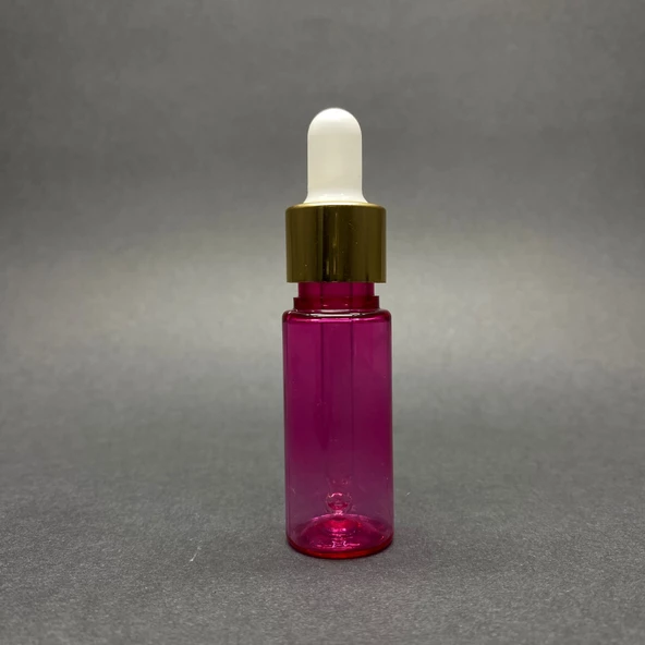 15 Ml Plastik Pembe Şişe Cam Damlalıklı  , Gold Metal Kapaklı , 15 Cc Cam Damlalıklı PE Şişe x 10 Adet - Resim 2