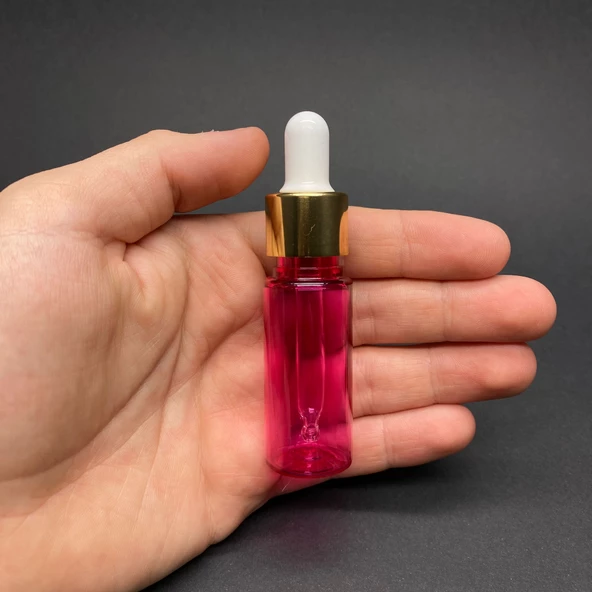 15 Ml Plastik Pembe Şişe Cam Damlalıklı  , Gold Metal Kapaklı , 15 Cc Cam Damlalıklı PE Şişe x 10 Adet ürün görseli