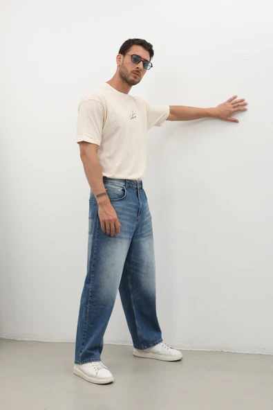 Erkek Skater Fit Jean Pantolon Mavi - 3