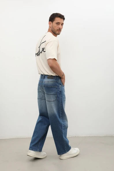 Erkek Skater Fit Jean Pantolon Mavi - 6