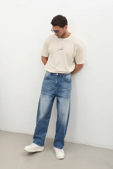 Erkek Skater Fit Jean Pantolon Mavi ürün görseli 1