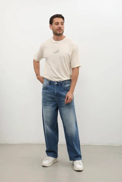 Erkek Skater Fit Jean Pantolon Mavi - 4