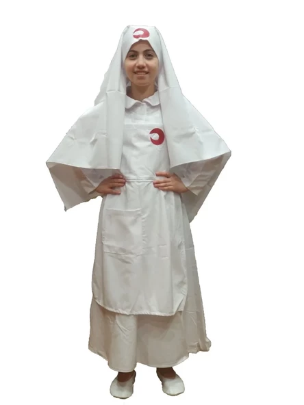 Hemşire Çocuk Kostümü Çanakkale Dönemi Kostüm Kız Çocuk Hemşire Kıyafetleri