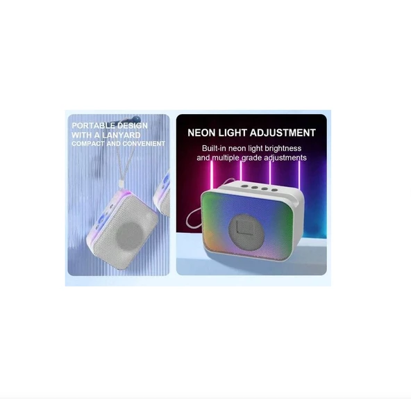 LED Işıklı Taşınabilir Bluetooth Hoparlör Yüksek Baslı Dinamik Hoparlör Aynı Zamanda Telefon Tutucu Özelliği Olan Hoparlör - 4