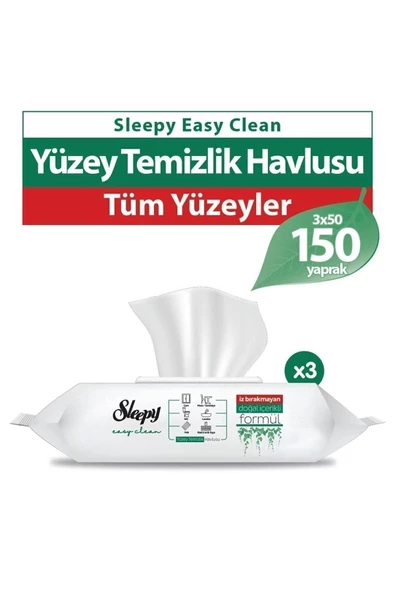 Sleepy Easy Clean Yüzey Temizlik Havlusu 3x50 (150 Yaprak)