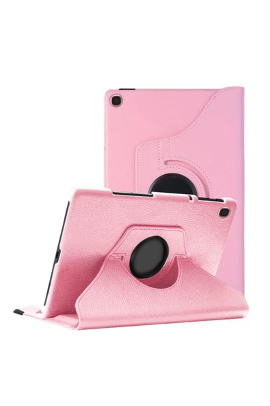 Microsonic Galaxy Tab A 10.1'' T510 Kılıf 360 Rotating Stand Deri Açık Pembe