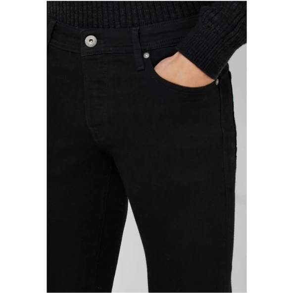 JACK JONES Glenn Model Siyah Dar Paça Kot Pantolon 12152346 - Resim 6