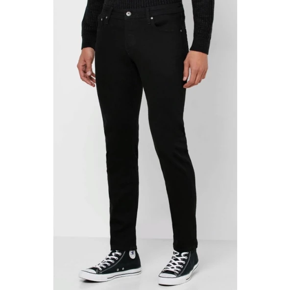 JACK JONES Glenn Model Siyah Dar Paça Kot Pantolon 12152346 - Resim 3