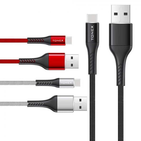 Tonex Delta Usb Type-C Metal Şarj ve Data Kablosu 1mt 3.4A