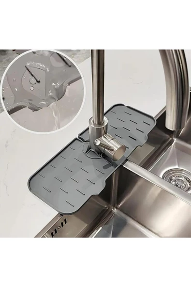 Tezgah Sıçrama Koruyucu Silikon Musluk Altı Mutfak Banyo Lavabo Akıtma Tahliye Ped Sabunluk Lavabo - 6